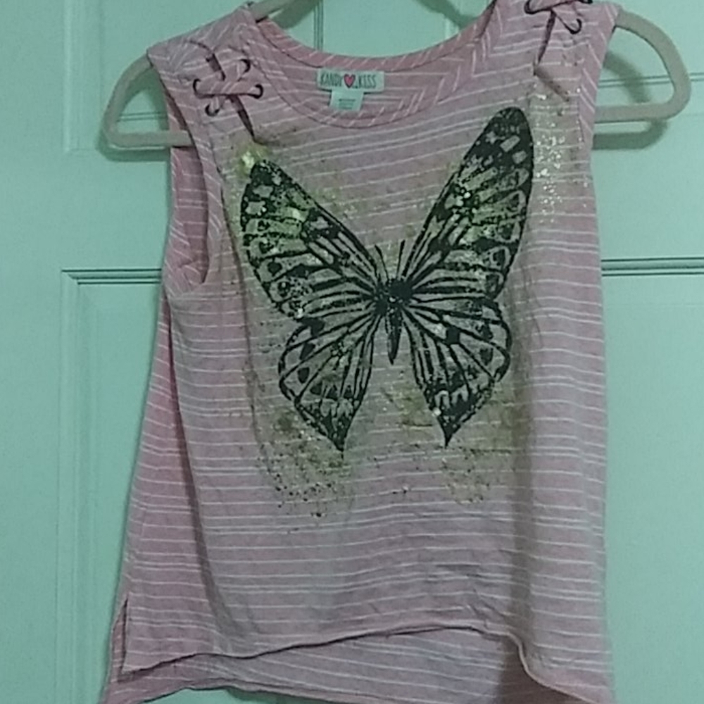 Pink butterfly shirt